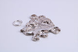 Rule Britannia Lion Charm, Traditional Charm, Made from Solid 925 Grade Sterling Silver, Complete with Attachment Link
