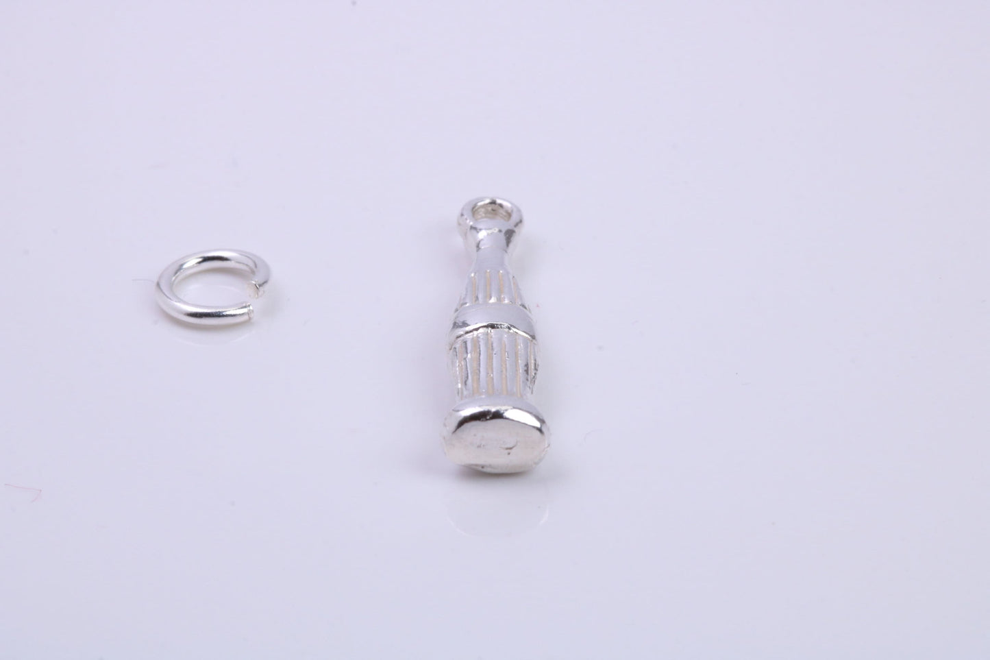 Cola Bottle Charm, Traditional Charm, Made from Solid 925 Grade Sterling Silver, Complete with Attachment Link