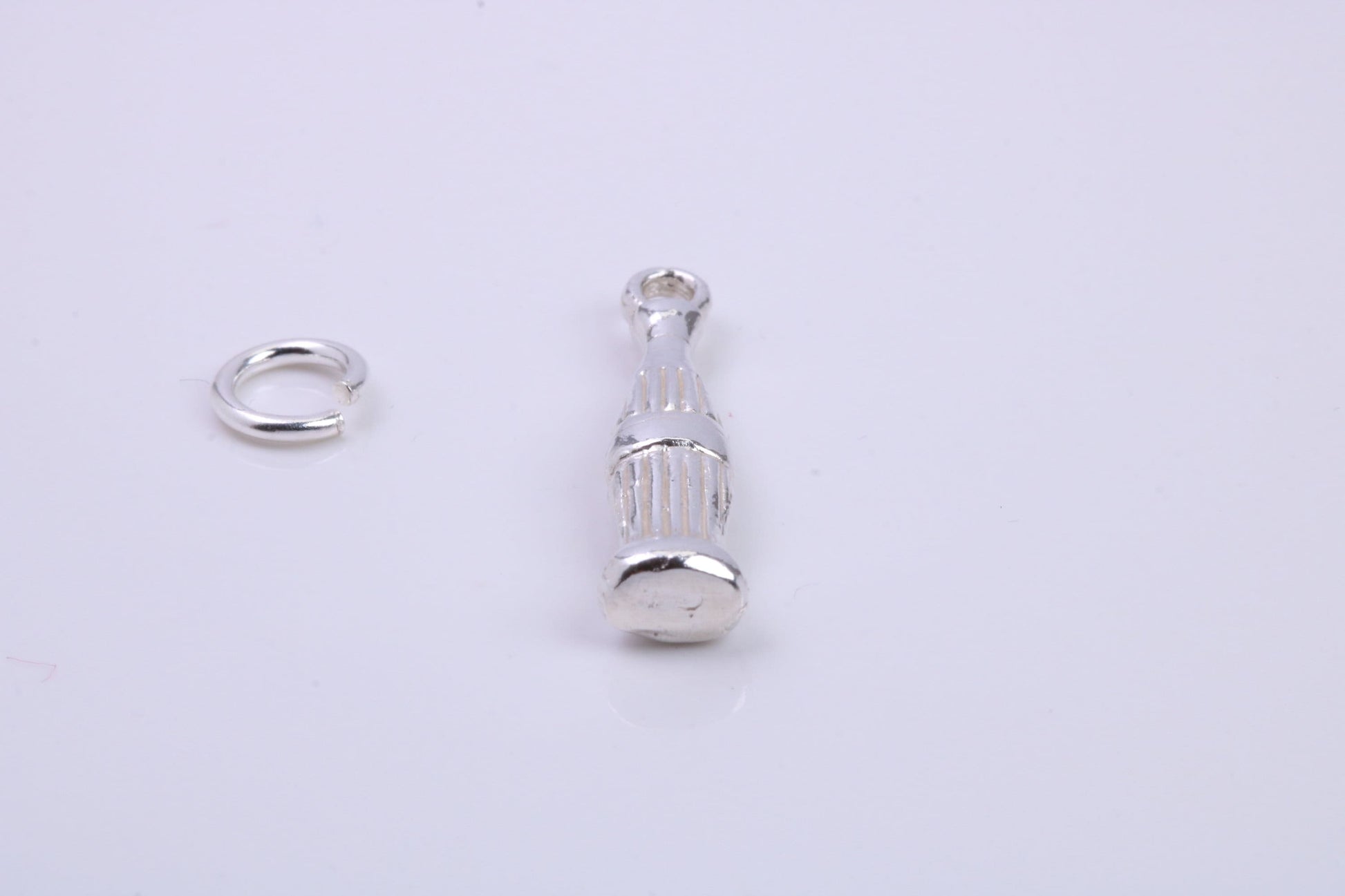 Cola Bottle Charm, Traditional Charm, Made from Solid 925 Grade Sterling Silver, Complete with Attachment Link