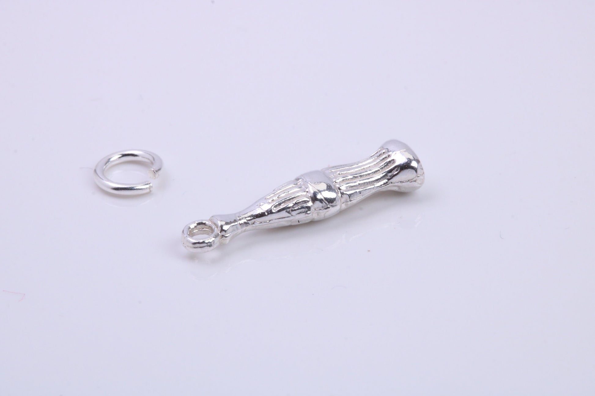 Cola Bottle Charm, Traditional Charm, Made from Solid 925 Grade Sterling Silver, Complete with Attachment Link