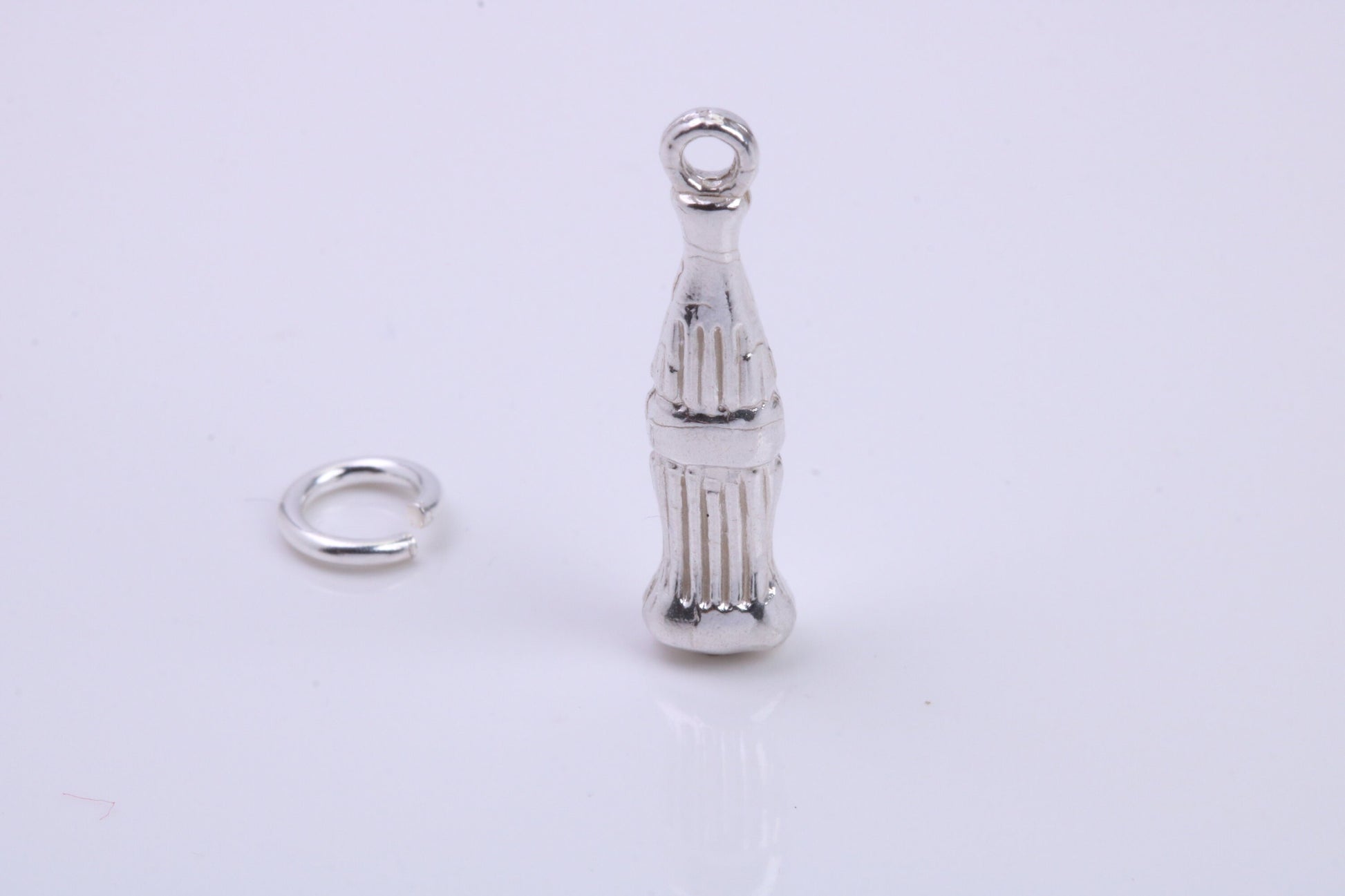 Cola Bottle Charm, Traditional Charm, Made from Solid 925 Grade Sterling Silver, Complete with Attachment Link