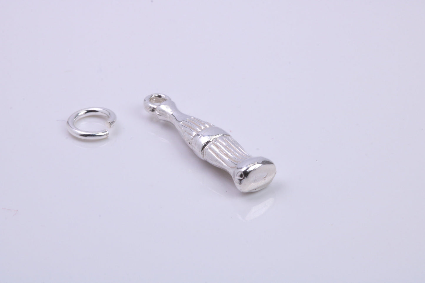 Cola Bottle Charm, Traditional Charm, Made from Solid 925 Grade Sterling Silver, Complete with Attachment Link