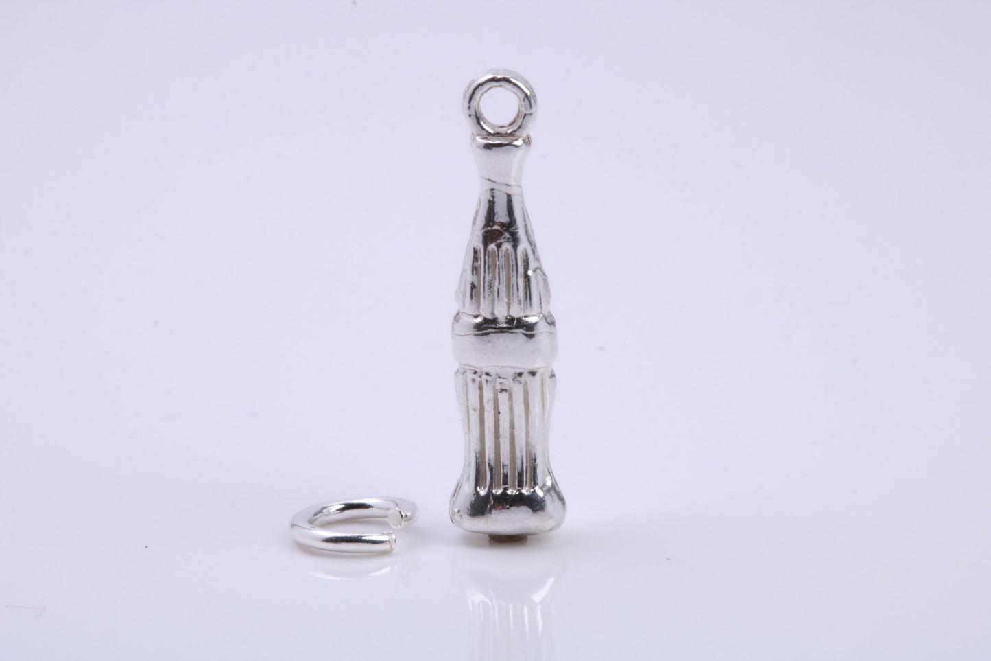 Cola Bottle Charm, Traditional Charm, Made from Solid 925 Grade Sterling Silver, Complete with Attachment Link