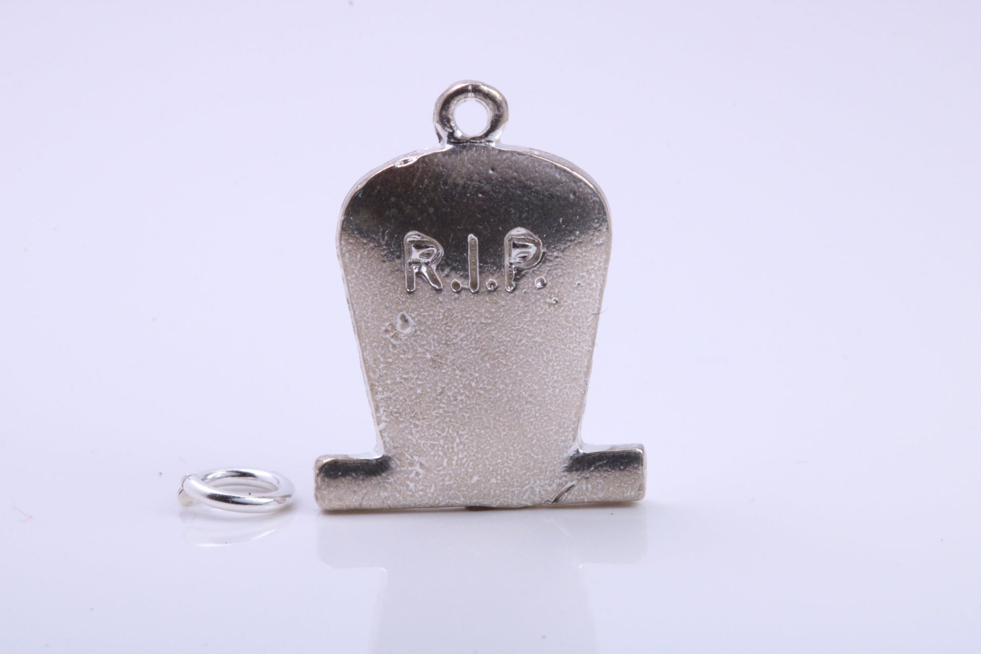 R I P Tombstone Charm, Traditional Charm, Made from Solid 925 Grade Sterling Silver, Complete with Attachment Link