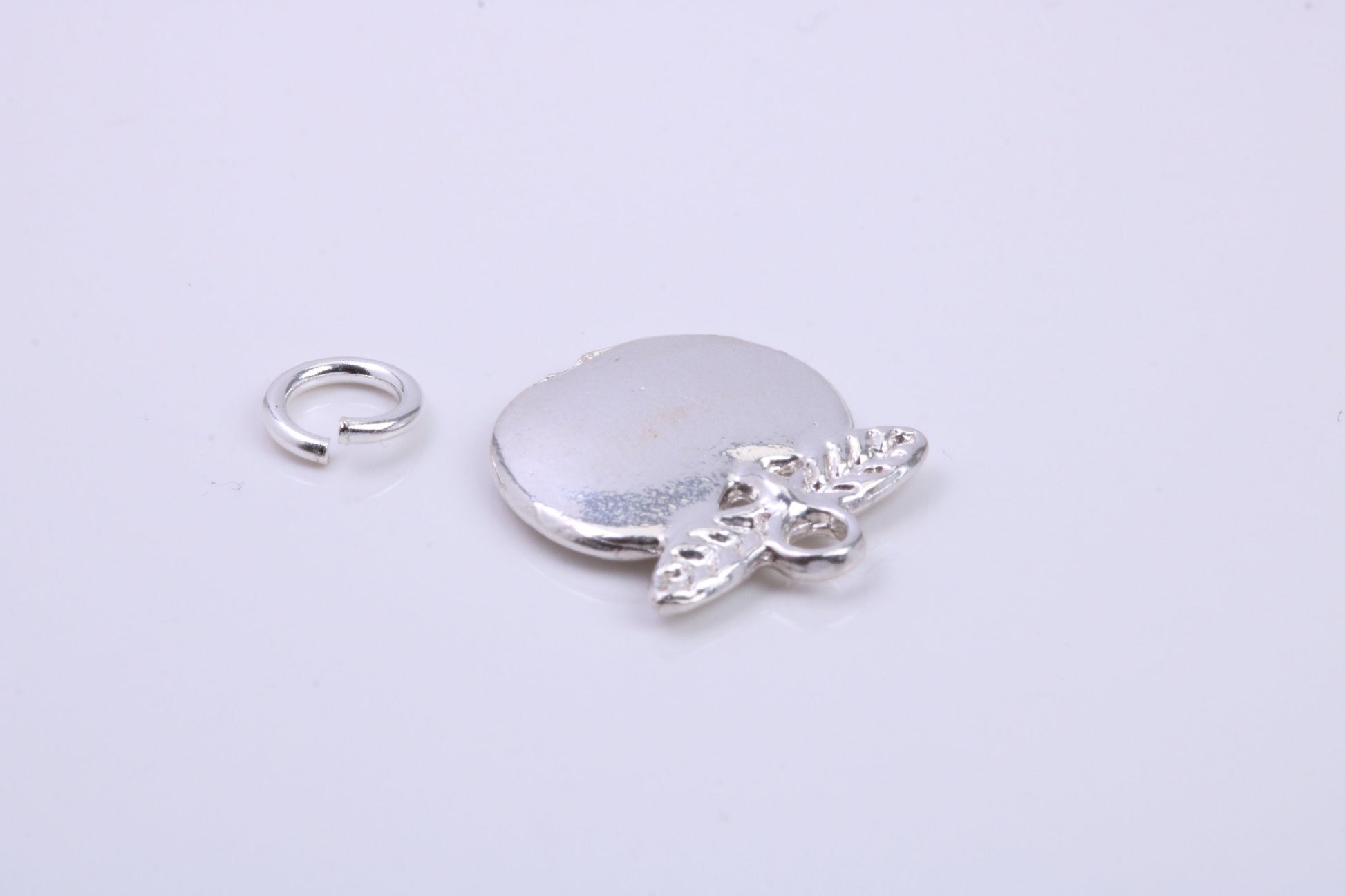 Apple Charm, Traditional Charm, Made from Solid 925 Grade Sterling Silver, Complete with Attachment Link