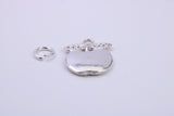 Apple Charm, Traditional Charm, Made from Solid 925 Grade Sterling Silver, Complete with Attachment Link