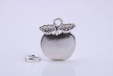 Apple Charm, Traditional Charm, Made from Solid 925 Grade Sterling Silver, Complete with Attachment Link