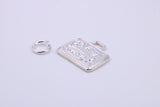 Travel Suitcase Charm, Traditional Charm, Made from Solid 925 Grade Sterling Silver, Complete with Attachment Link