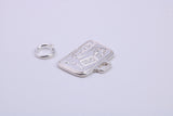 Travel Suitcase Charm, Traditional Charm, Made from Solid 925 Grade Sterling Silver, Complete with Attachment Link