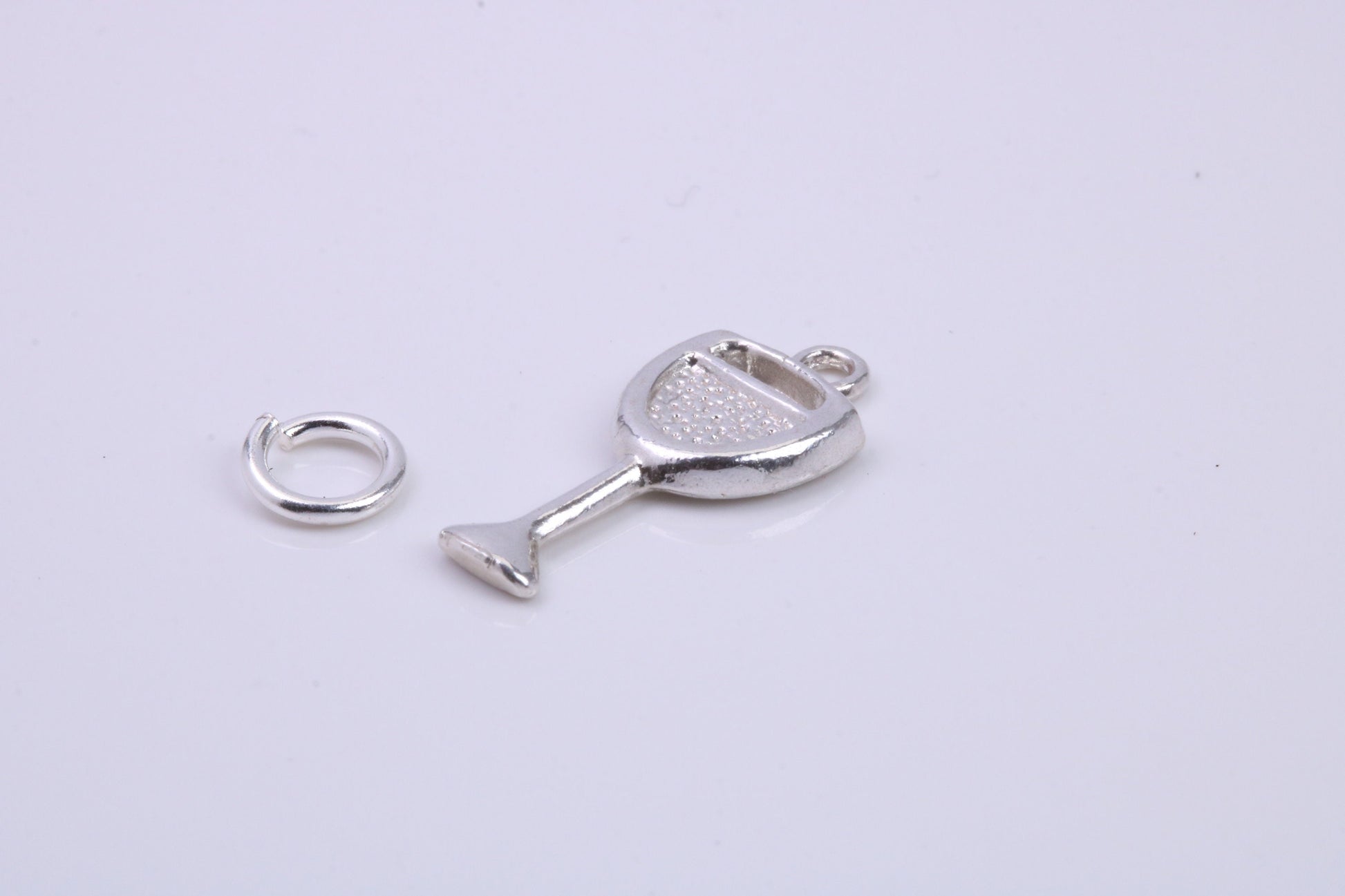 Wine Glass Charm, Traditional Charm, Made from Solid 925 Grade Sterling Silver, Complete with Attachment Link