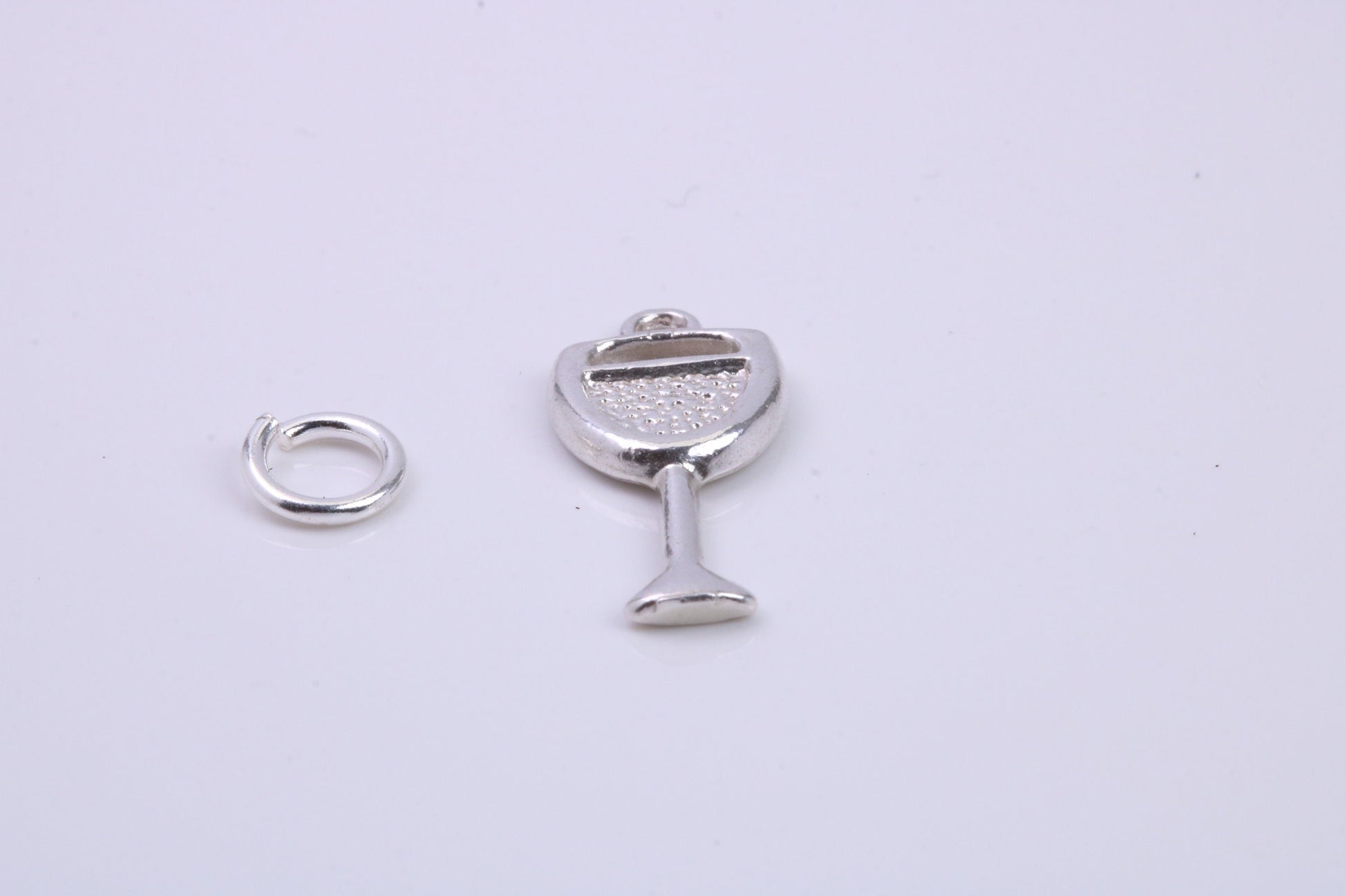 Wine Glass Charm, Traditional Charm, Made from Solid 925 Grade Sterling Silver, Complete with Attachment Link