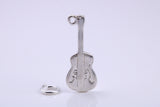Guitar Charm, Traditional Charm, Made from Solid 925 Grade Sterling Silver, Complete with Attachment Link