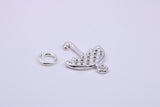 Umbrella Charm, Traditional Charm, Made from Solid 925 Grade Sterling Silver, Complete with Attachment Link