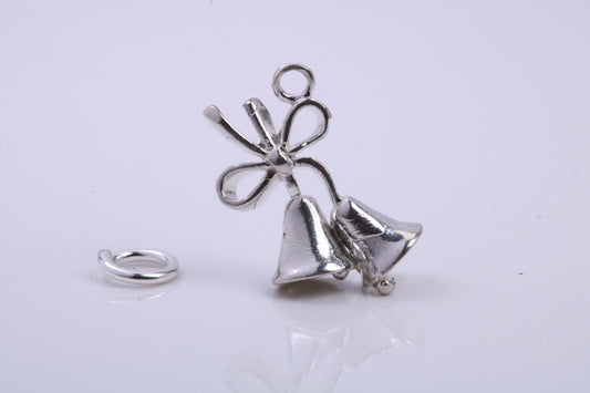 Wedding Bells Charm, Traditional Charm, Made from Solid 925 Grade Sterling Silver, Complete with Attachment Link