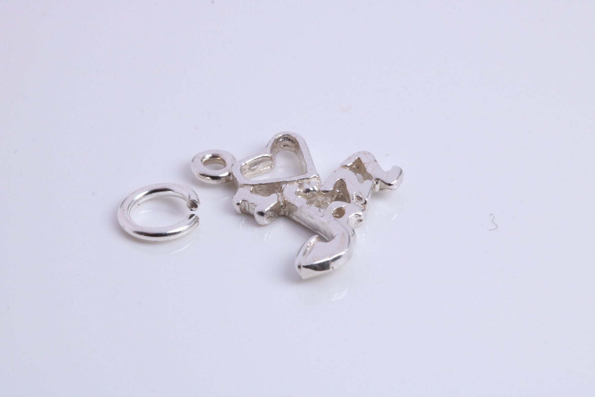 Love Jazz Charm, Traditional Charm, Made from Solid 925 Grade Sterling Silver, Complete with Attachment Link