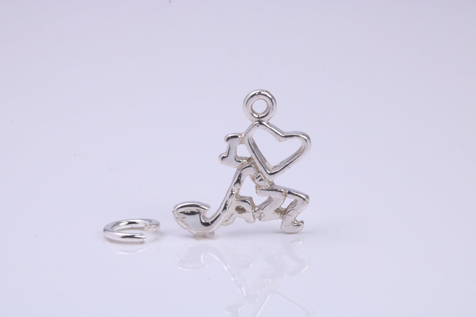 Love Jazz Charm, Traditional Charm, Made from Solid 925 Grade Sterling Silver, Complete with Attachment Link
