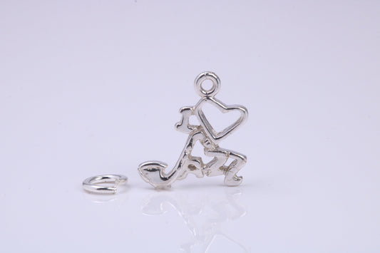 Love Jazz Charm, Traditional Charm, Made from Solid 925 Grade Sterling Silver, Complete with Attachment Link