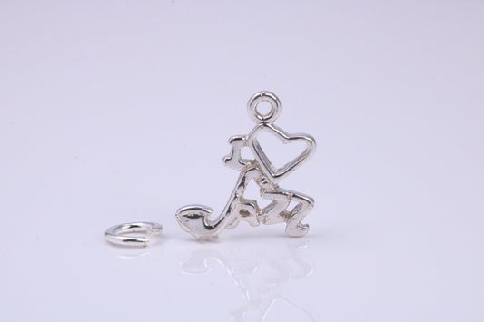 Love Jazz Charm, Traditional Charm, Made from Solid 925 Grade Sterling Silver, Complete with Attachment Link