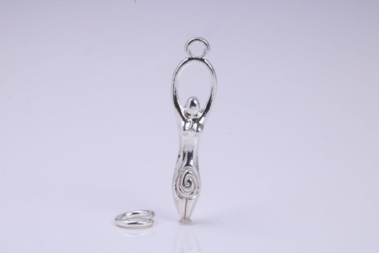 Spiral Goddess Charm, Traditional Charm, Made from Solid 925 Grade Sterling Silver, Complete with Attachment Link