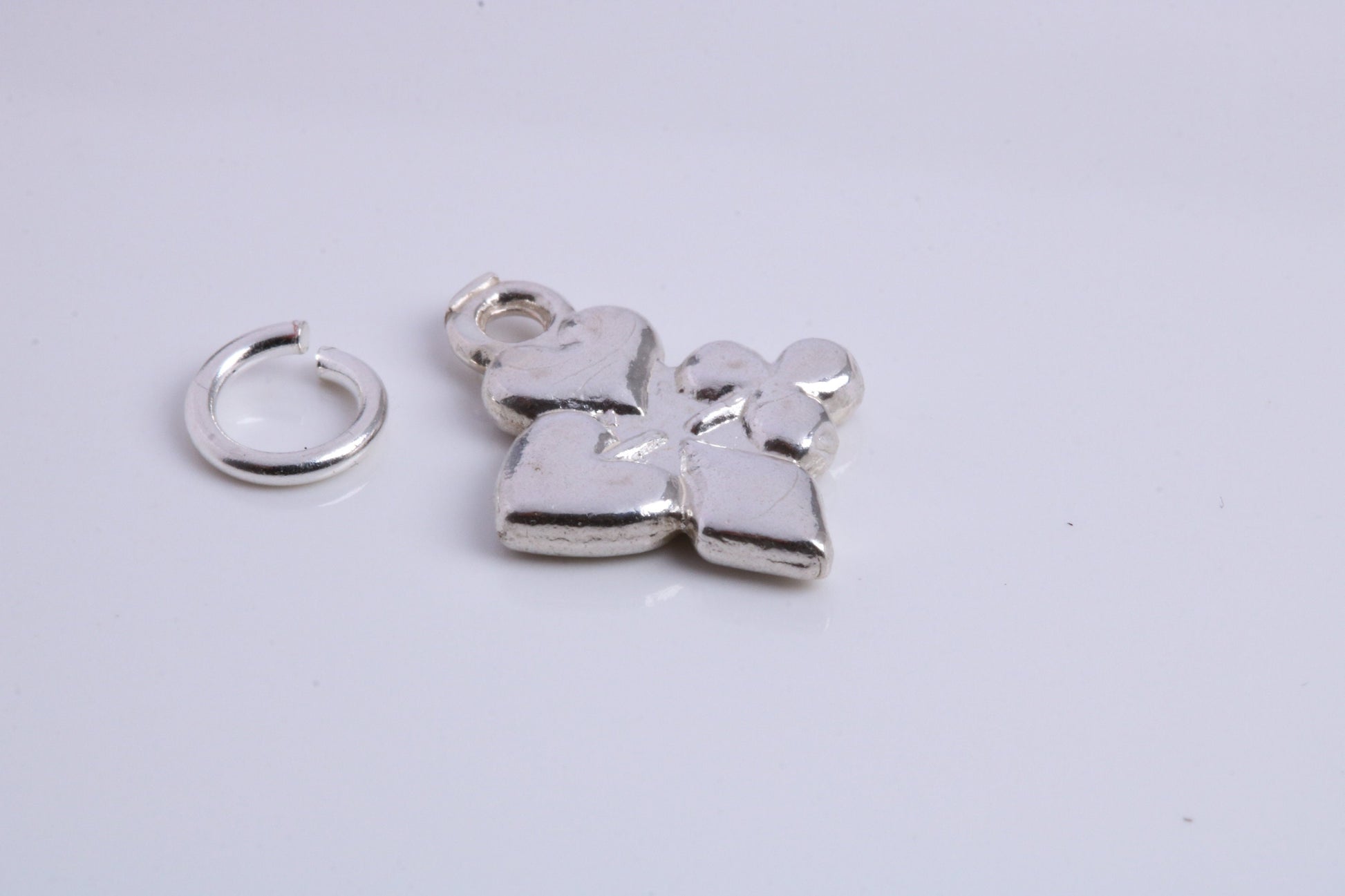 Playing Cards Symbols Charm, Traditional Charm, Made from Solid 925 Grade Sterling Silver, Complete with Attachment Link