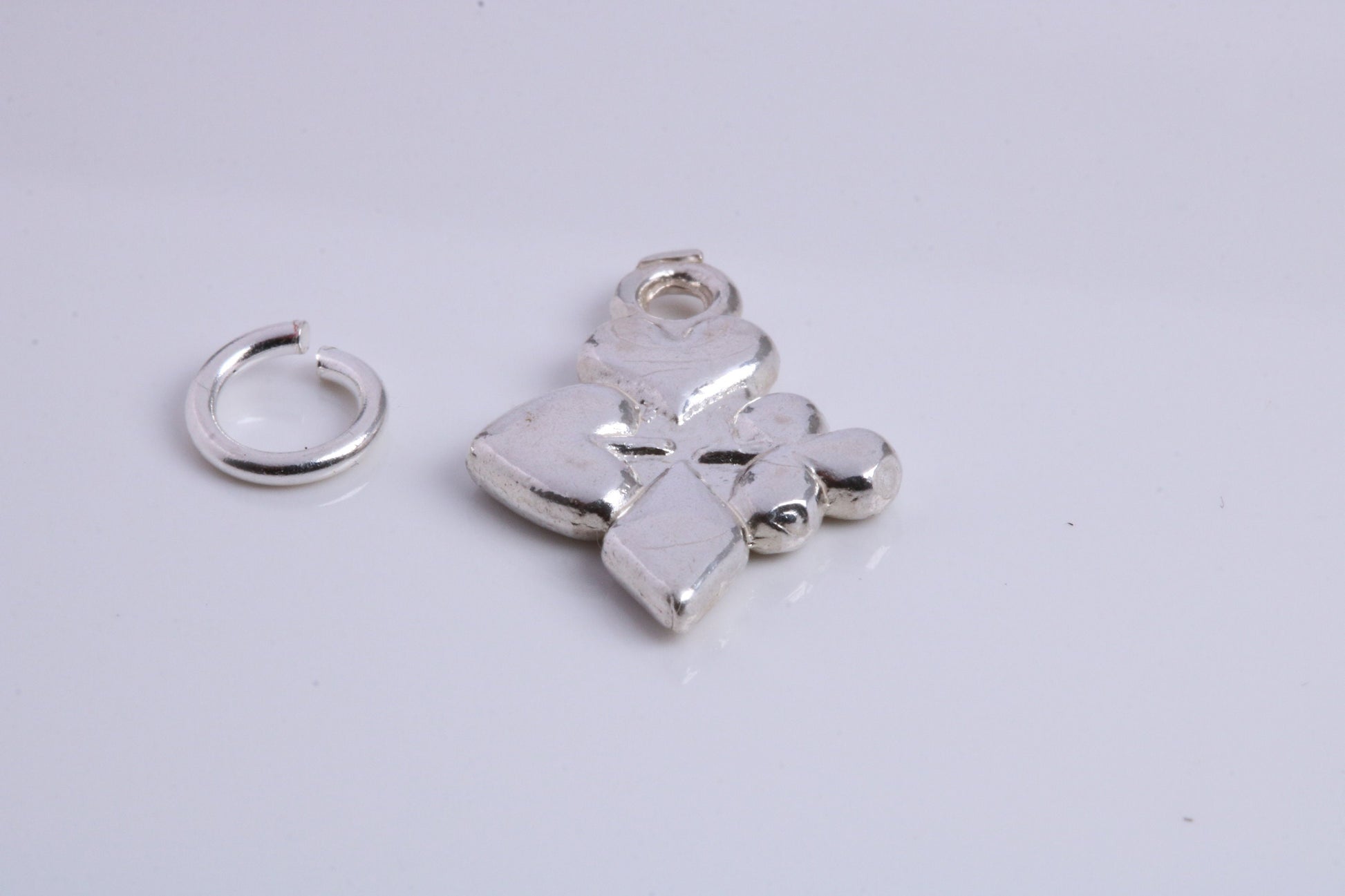 Playing Cards Symbols Charm, Traditional Charm, Made from Solid 925 Grade Sterling Silver, Complete with Attachment Link