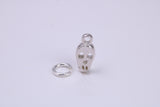 Skull Charm, Traditional Charm, Made from Solid 925 Grade Sterling Silver, Complete with Attachment Link