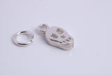 Skull Charm, Traditional Charm, Made from Solid 925 Grade Sterling Silver, Complete with Attachment Link