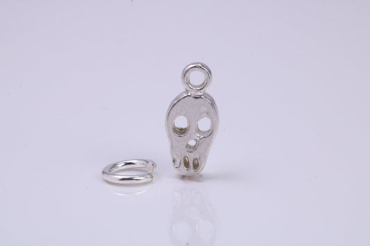 Skull Charm, Traditional Charm, Made from Solid 925 Grade Sterling Silver, Complete with Attachment Link