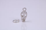 Skull Charm, Traditional Charm, Made from Solid 925 Grade Sterling Silver, Complete with Attachment Link