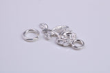 Rose Flower Charm, Traditional Charm, Made from Solid 925 Grade Sterling Silver, Complete with Attachment Link