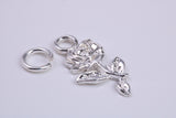 Rose Flower Charm, Traditional Charm, Made from Solid 925 Grade Sterling Silver, Complete with Attachment Link