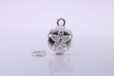 Star Fish Fossil Charm, Traditional Charm, Made from Solid 925 Grade Sterling Silver, Complete with Attachment Link