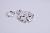 Star Fish Fossil Charm, Traditional Charm, Made from Solid 925 Grade Sterling Silver, Complete with Attachment Link