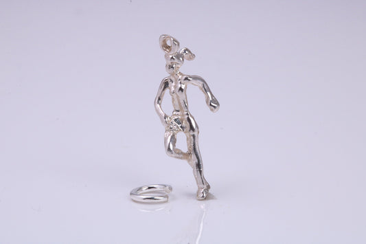 Girl Jogging Charm, Traditional Charm, Made from Solid 925 Grade Sterling Silver, Complete with Attachment Link