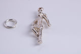 Girl Jogging Charm, Traditional Charm, Made from Solid 925 Grade Sterling Silver, Complete with Attachment Link
