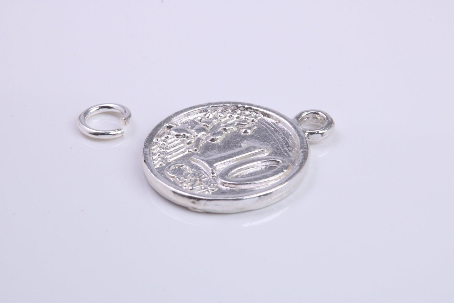 10 Cents Charm, Traditional Charm, Made from Solid 925 Grade Sterling Silver, Complete with Attachment Link