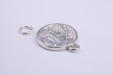 10 Cents Charm, Traditional Charm, Made from Solid 925 Grade Sterling Silver, Complete with Attachment Link