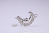 Floral Moon Charm, Traditional Charm, Made from Solid 925 Grade Sterling Silver, Complete with Attachment Link