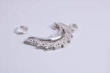 Floral Moon Charm, Traditional Charm, Made from Solid 925 Grade Sterling Silver, Complete with Attachment Link