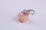 Gift Box Charm, Traditional Charm, Made from Solid 925 Grade Sterling Silver, Complete with Attachment Link