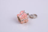 Gift Box Charm, Traditional Charm, Made from Solid 925 Grade Sterling Silver, Complete with Attachment Link