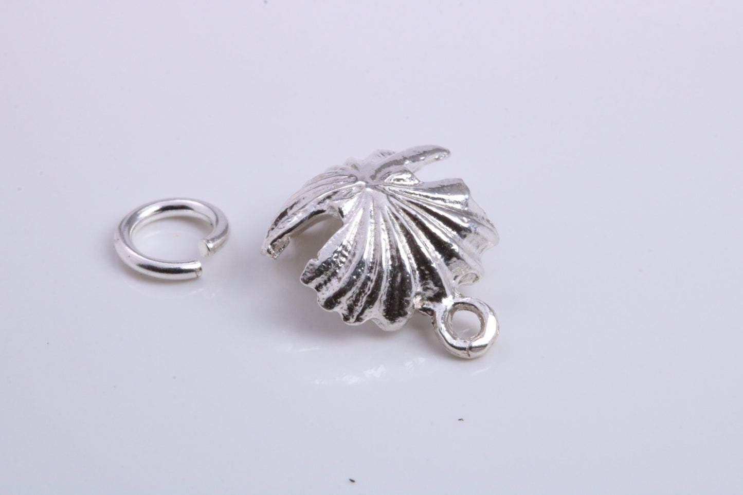 Pearl Shell Clam Charm, Traditional Charm, Made from Solid 925 Grade Sterling Silver, Complete with Attachment Link