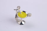 Cocktail Glass Charm, Traditional Charm, Made from Solid 925 Grade Sterling Silver, Complete with Attachment Link