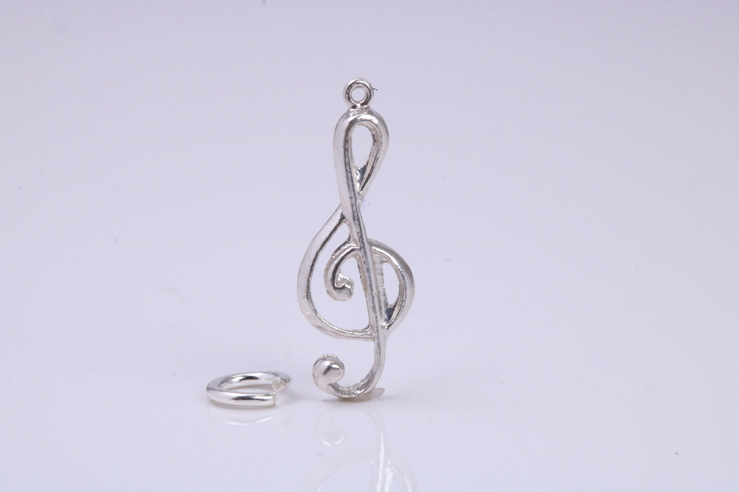 Musical Treble Clef Note Charm, Traditional Charm, Made from Solid 925 Grade Sterling Silver, Complete with Attachment Link