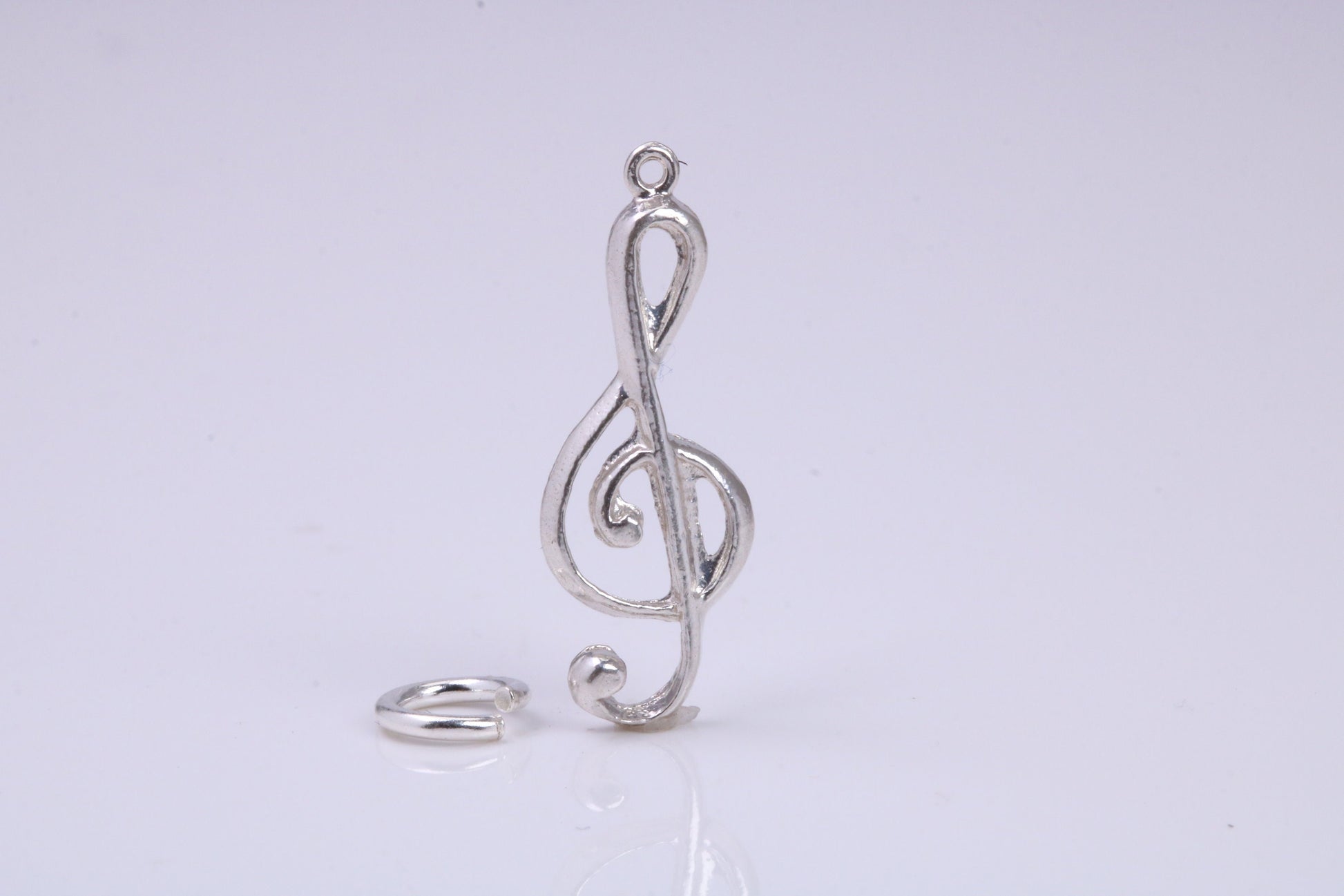 Musical Treble Clef Note Charm, Traditional Charm, Made from Solid 925 Grade Sterling Silver, Complete with Attachment Link