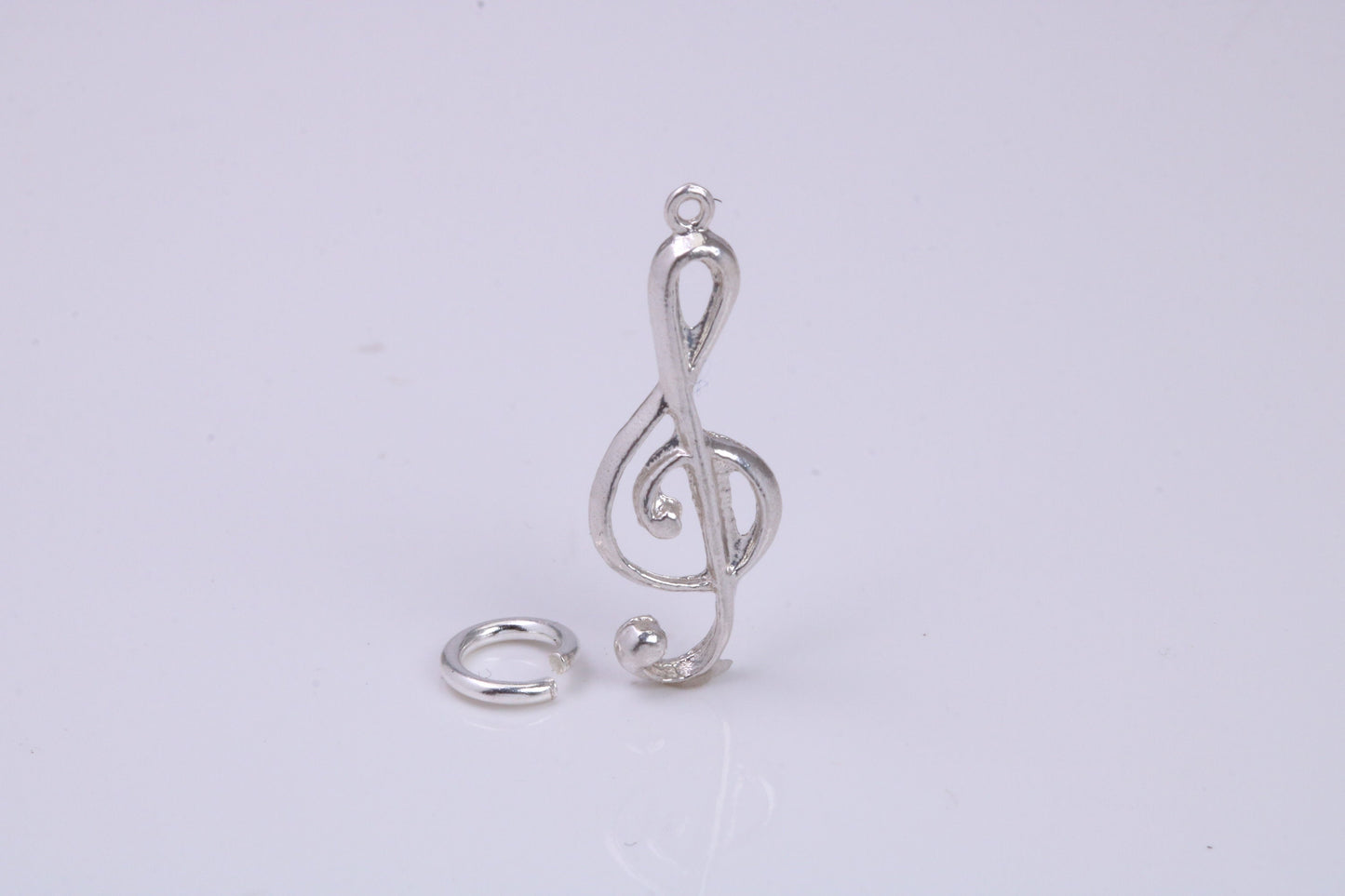 Musical Treble Clef Note Charm, Traditional Charm, Made from Solid 925 Grade Sterling Silver, Complete with Attachment Link