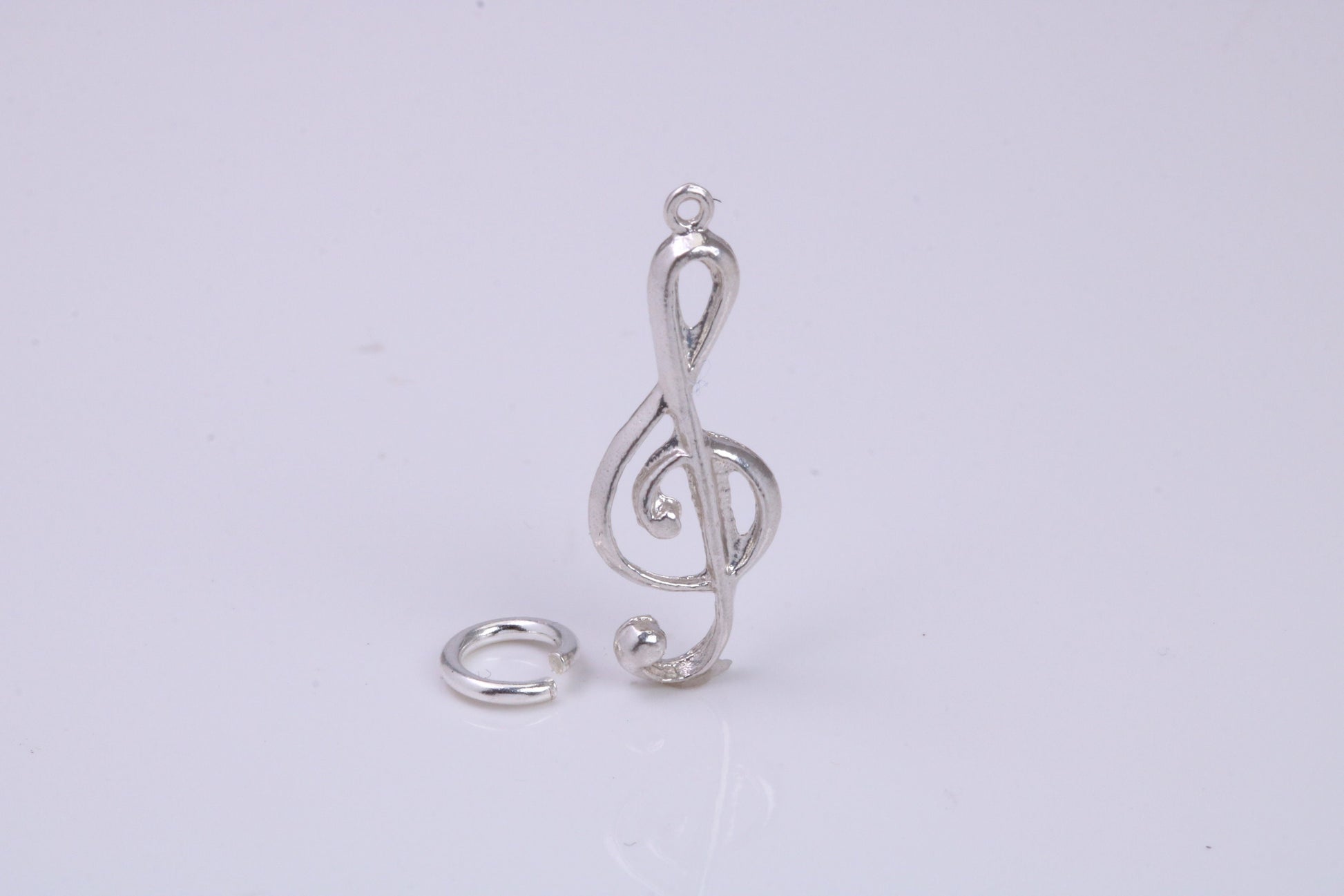 Musical Treble Clef Note Charm, Traditional Charm, Made from Solid 925 Grade Sterling Silver, Complete with Attachment Link