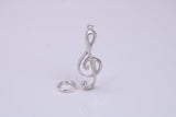 Musical Treble Clef Note Charm, Traditional Charm, Made from Solid 925 Grade Sterling Silver, Complete with Attachment Link