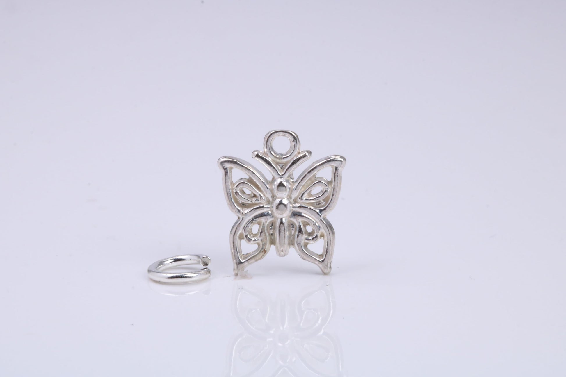 Butterfly Charm, Traditional Charm, Made from Solid 925 Grade Sterling Silver, Complete with Attachment Link