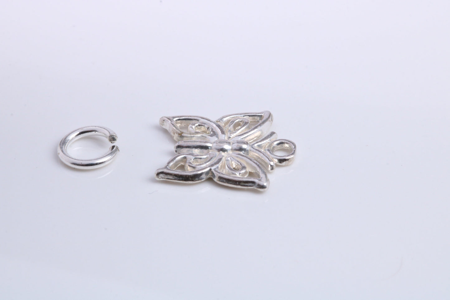 Butterfly Charm, Traditional Charm, Made from Solid 925 Grade Sterling Silver, Complete with Attachment Link